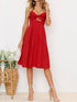 cutout-smocked-sweetheart-neck-cami-dress Sophia's Trends - Sophia's Style-Red-M